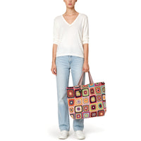 Bunte Patchwork Tasche im Häkel – Look – Boho Stil aus Textil - ANOKHI