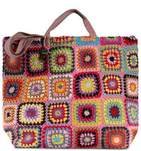 Bunte Patchwork Tasche im Häkel – Look – Boho Stil aus Textil – 1