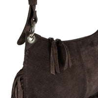 Fransentasche Crossbody Velourleder braun - ANOKHI