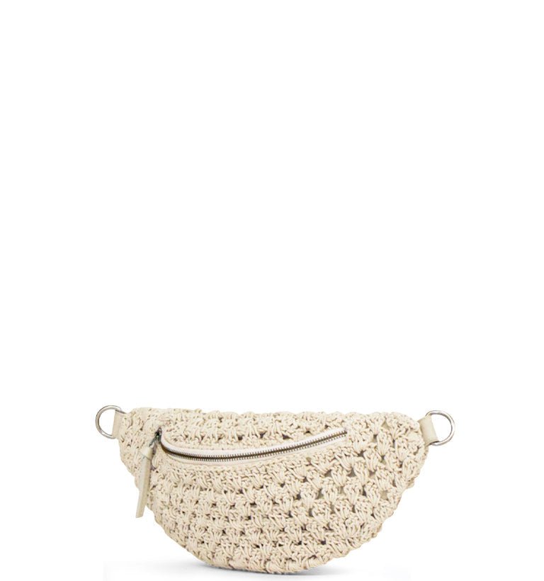 Gehäkelte Bauchtasche mit Ethno - Gurt – Naturbeige - ANOKHI