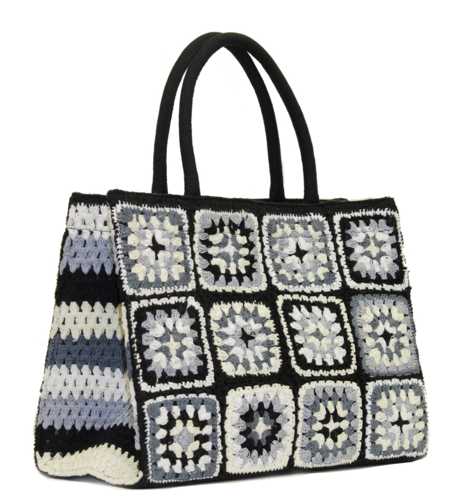 Gehäkelte Handtasche in Book - Tote - Form mit floralem Muster - ANOKHI