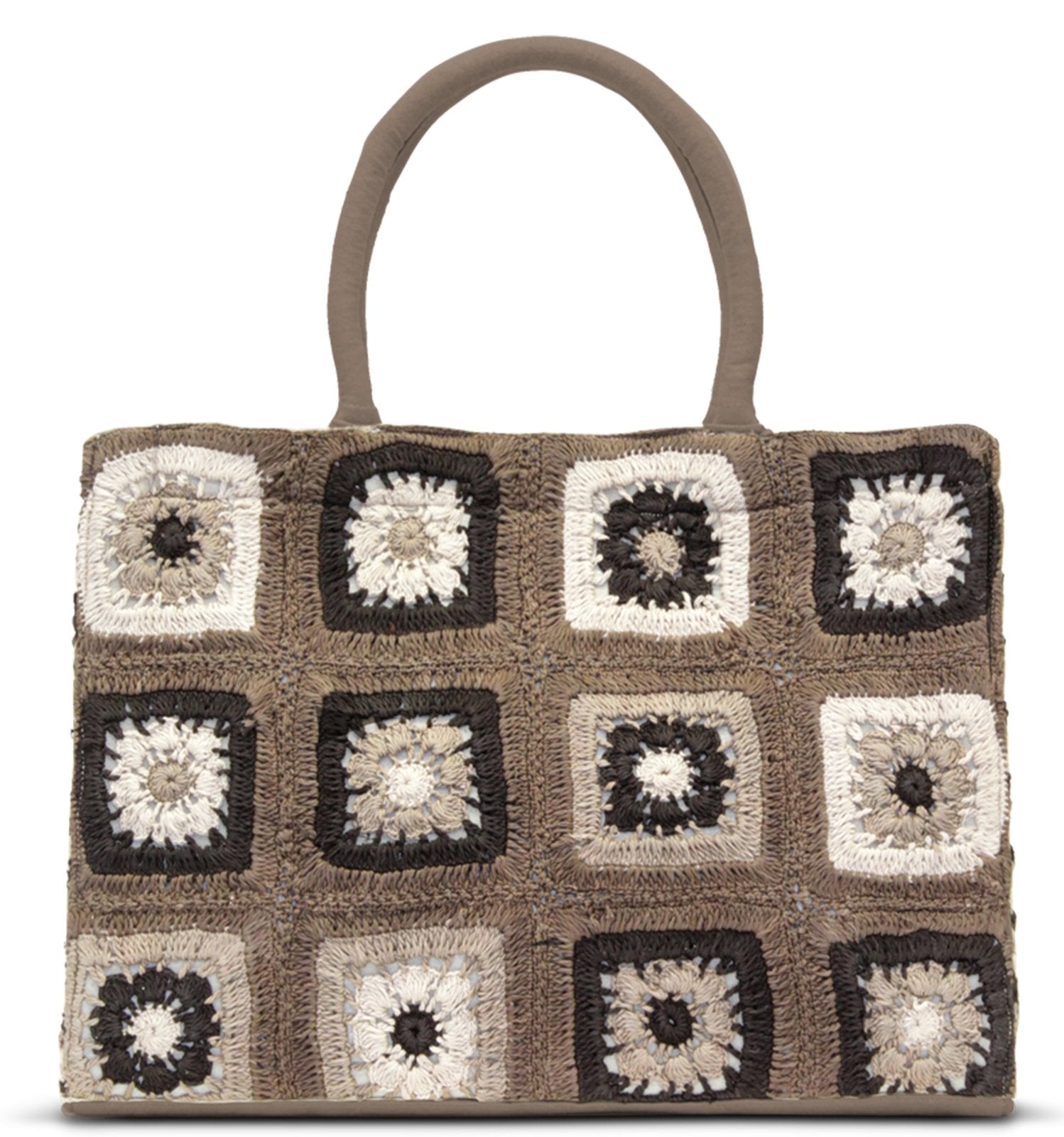 Gehäkelte Handtasche in Book - Tote - Form mit floralem Muster - ANOKHI