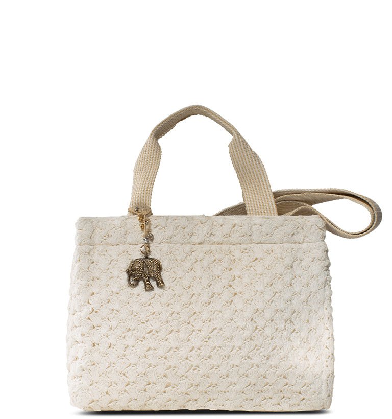 Gehäkelte Schultertasche in Creme – Anokhi - ANOKHI