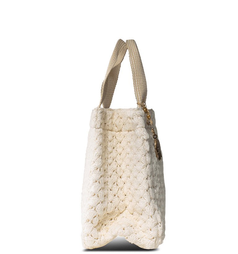 Gehäkelte Schultertasche in Creme – Anokhi - ANOKHI