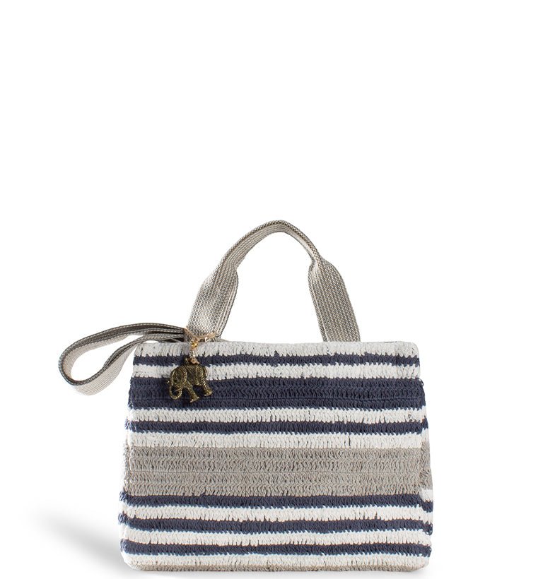 Gestreifter Mini - Shopper in Blau & Natur – Anokhi - ANOKHI