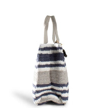 Striped mini shopper in blue & natural – Anokhi – 3