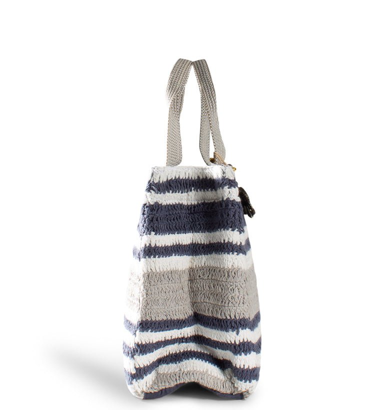 Gestreifter Mini - Shopper in Blau & Natur – Anokhi - ANOKHI