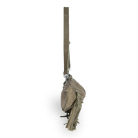 Große Belt Bag Velourleder Fransen olive - ANOKHI