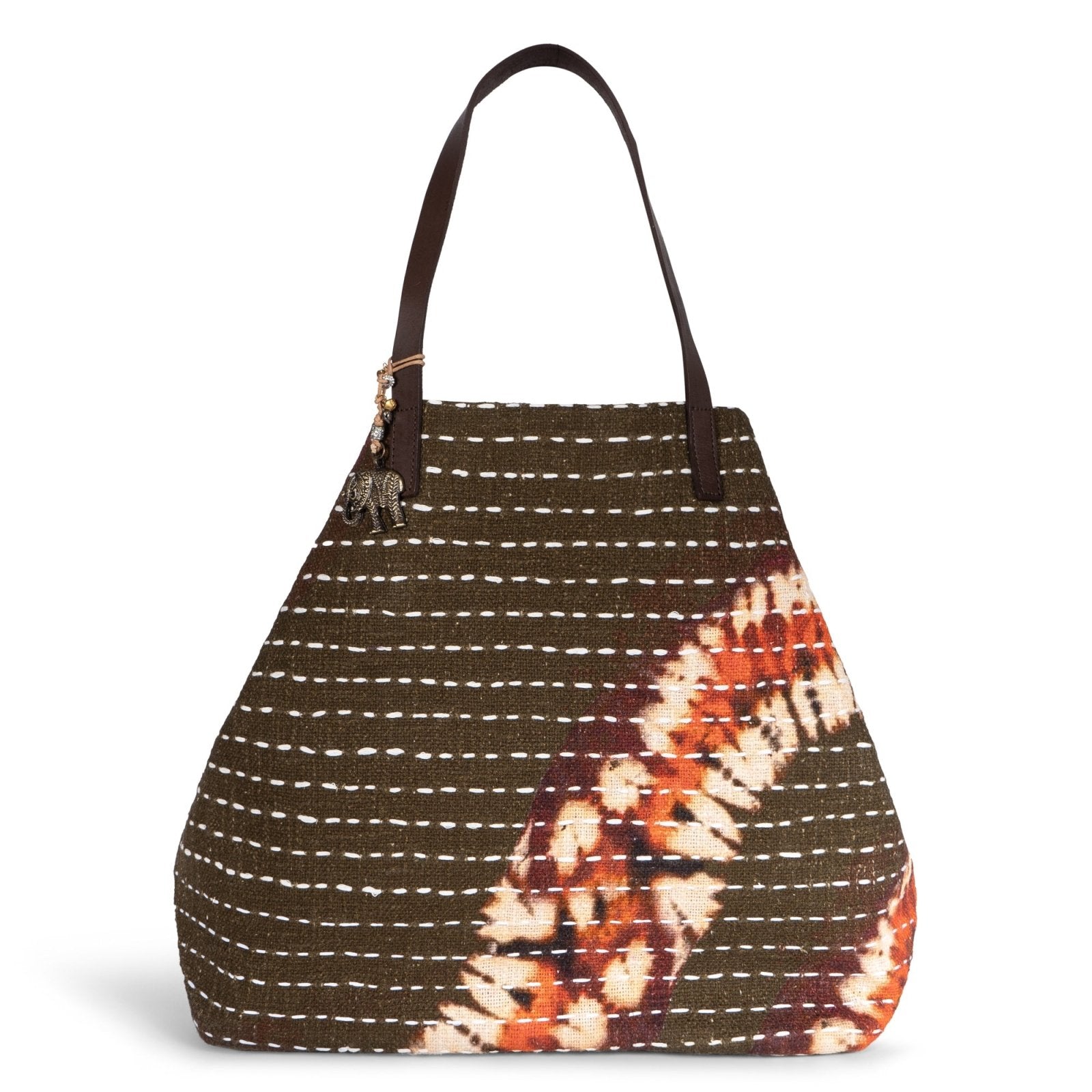 Großer Shopper Batik oliv - ANOKHI