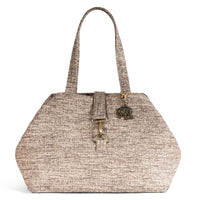 Large two-tone shopper bag in beige and taupe – 2