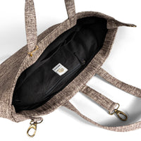 Large two-tone shopper bag in beige and taupe – 6