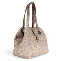 Large two-tone shopper bag in beige and taupe – 3