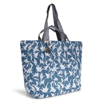 Großer Shopper Blue Denim Blumestick weiß - ANOKHI