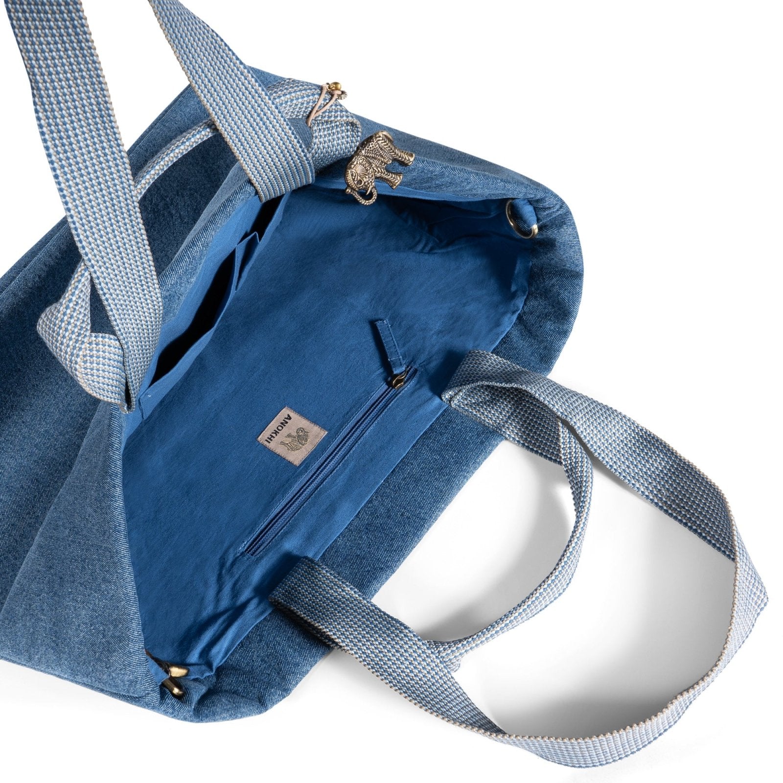Großer Shopper Denim blau - ANOKHI