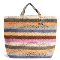 Großer Shopper gehäkelt Handarbeit Streifen multicolor - ANOKHI