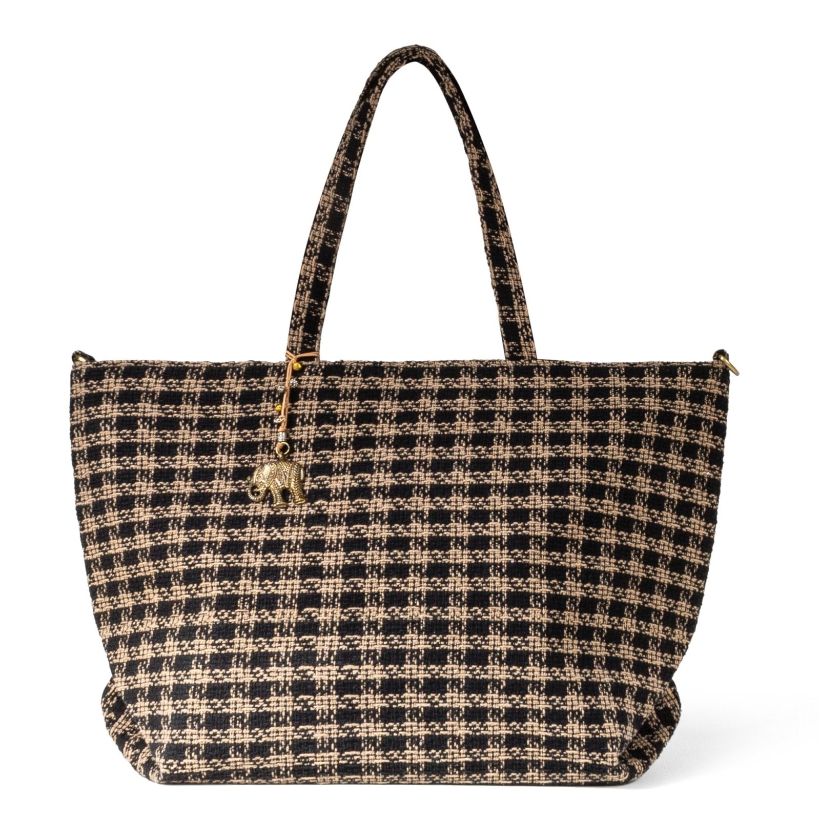 Großer Shopper Karo beige schwarz - ANOKHI
