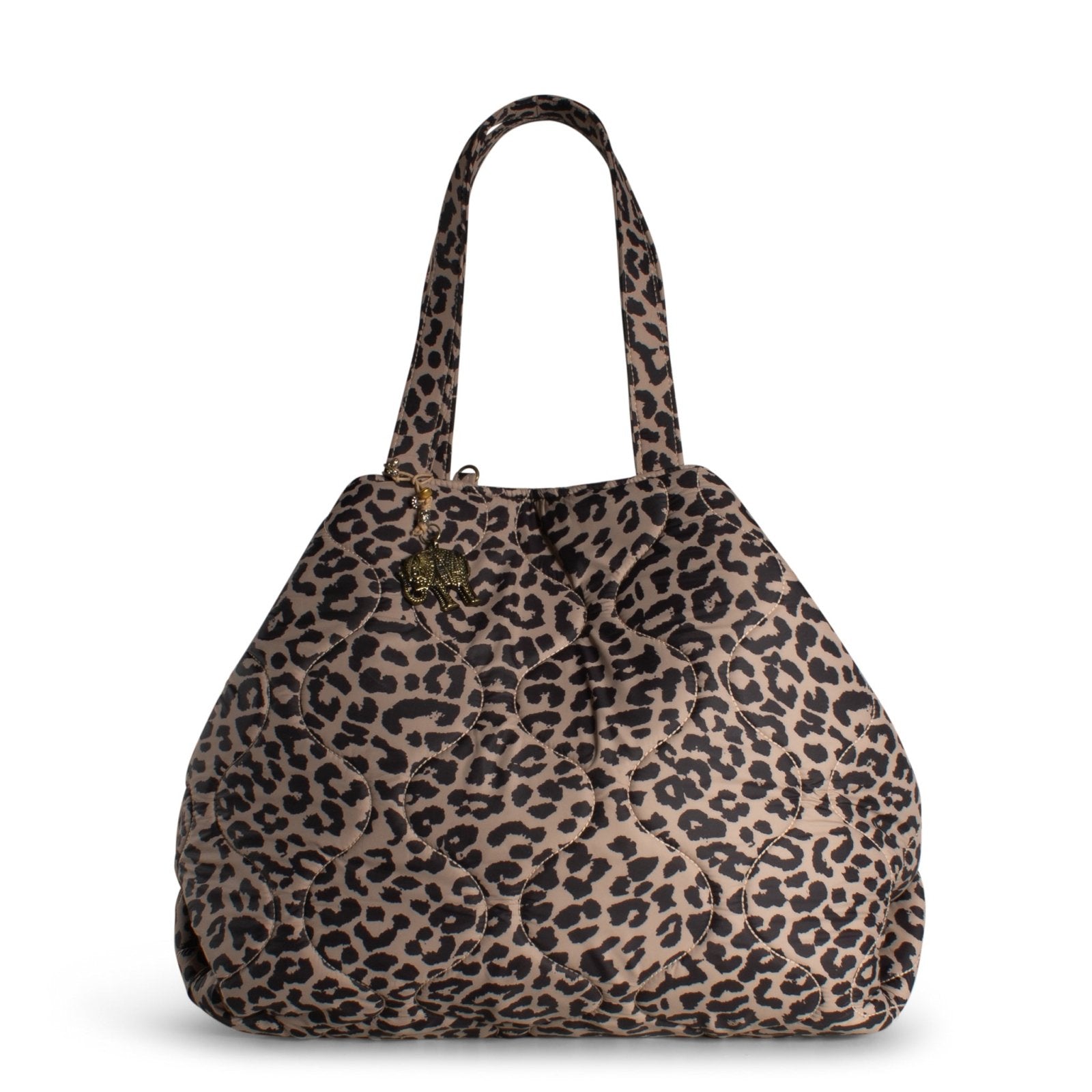 Großer Shopper Nylon Leodruck beige - ANOKHI