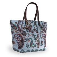Großer Shopper Paisley und Perlen blau - ANOKHI