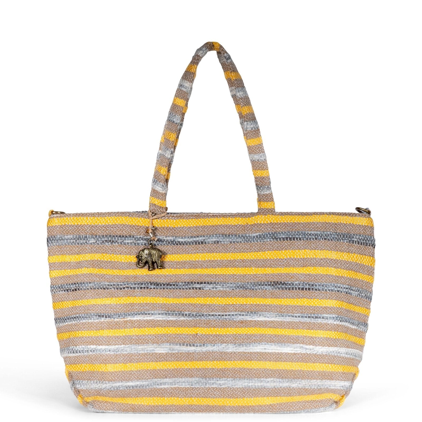 Großer Shopper Streifen gelb beige - ANOKHI