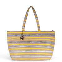 Large shopper bag, striped yellow beige – 1