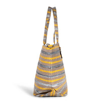 Large shopper bag, striped yellow beige – 3