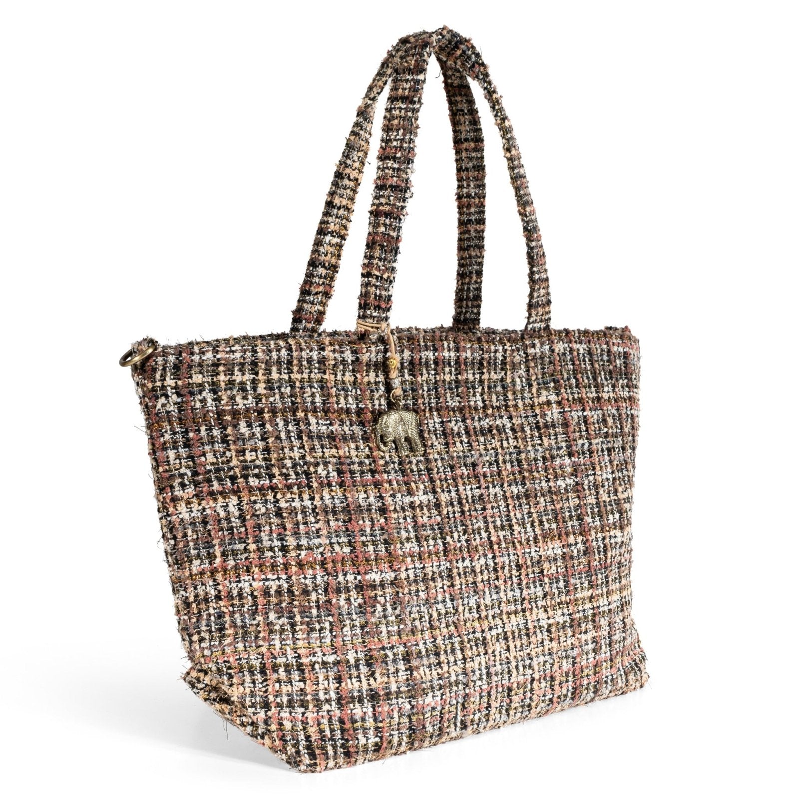 Großer Shopper Tweed braun beige - ANOKHI