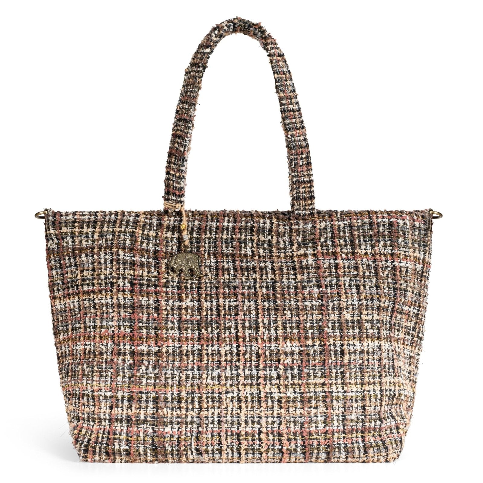 Großer Shopper Tweed braun beige - ANOKHI