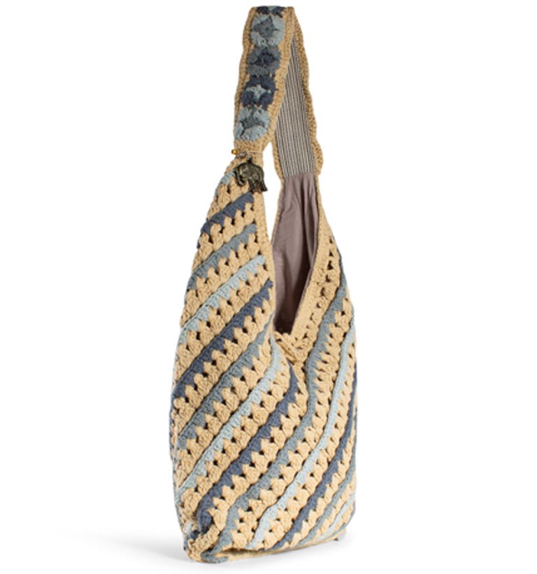 Häkelbeutel, Hippiebag Beige, Blau , Grau - ANOKHI