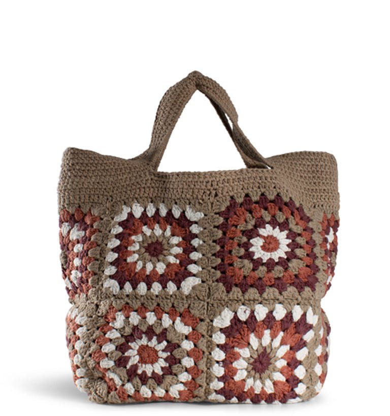 Häkeltasche, Patchworktasche Braun - ANOKHI