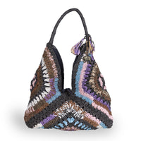 Hippie Bag Beuteltasche Bast Handarbeit multicolor - ANOKHI