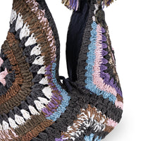 Hippie Bag Beuteltasche Bast Handarbeit multicolor - ANOKHI