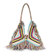 Hippie Bag Beuteltasche gehäkelt Handarbeit multicolor Fransen – 1