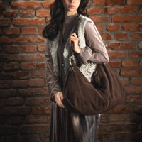 Hobo Bag Velourleder braun - ANOKHI