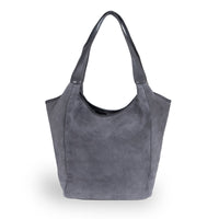 Hobo Bag Velourleder Fransen grau - ANOKHI