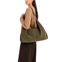 Hobo Bag Velourleder olive - ANOKHI