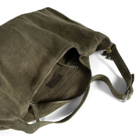 Hobo Bag Velourleder olive - ANOKHI