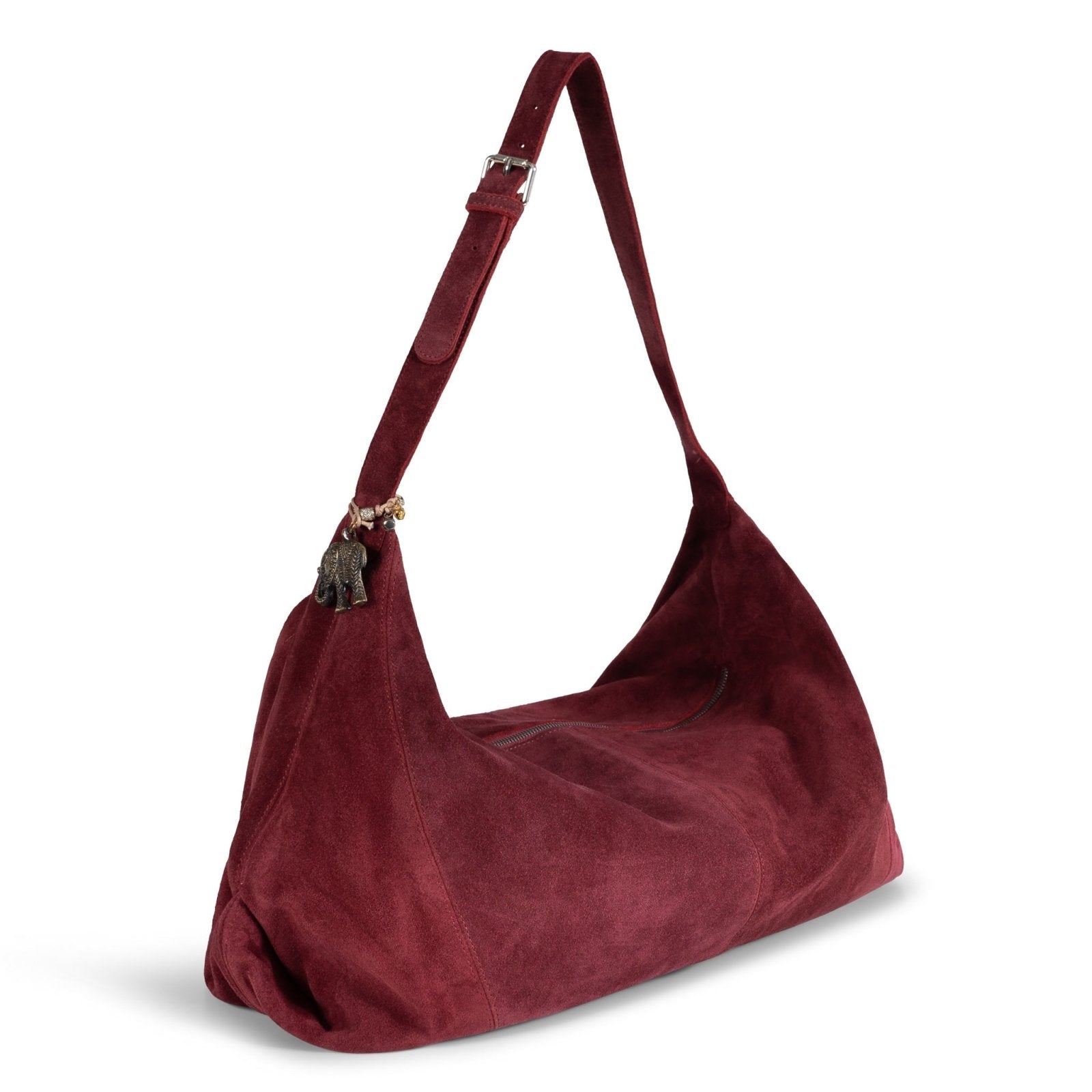 Hobo Bag Velourleder weinrot - ANOKHI