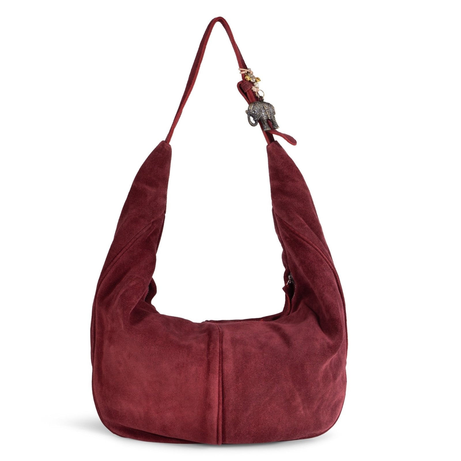Hobo Bag Velourleder weinrot - ANOKHI