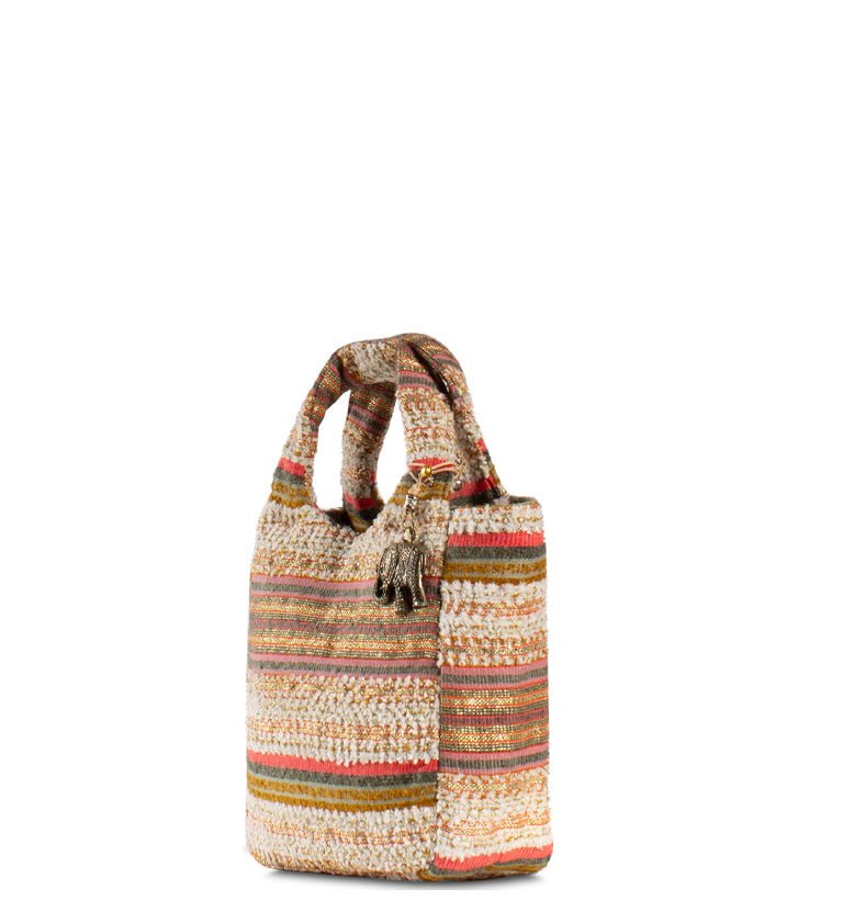 Kleine Handtasche,Mini Tasche Naturtöne,braun,rot,weiss - ANOKHI