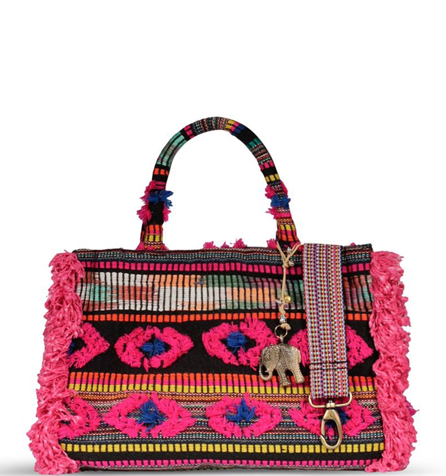 Mittel große Tote Bag mit Fransenapplikationen - ANOKHI