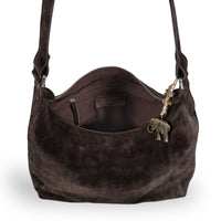 Schultertasche Velourleder braun - ANOKHI