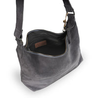 Schultertasche Velourleder grau - ANOKHI