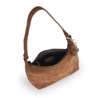 Schultertasche Velourleder tan - ANOKHI
