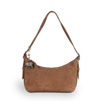 Schultertasche Velourleder tan - ANOKHI