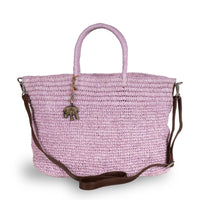 Tote Bag aus Bast Handarbeit rose - ANOKHI