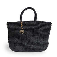 Tote Bag aus Bast Handarbeit schwarz - ANOKHI