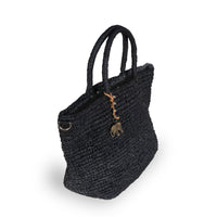 Tote Bag aus Bast Handarbeit schwarz - ANOKHI