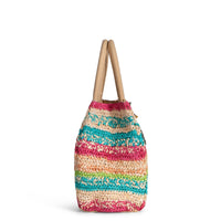 Tote Bag aus Bast mittlere Größe Handarbeit Streifen – 3