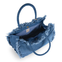 Tote Bag Denim blau Fransen - ANOKHI