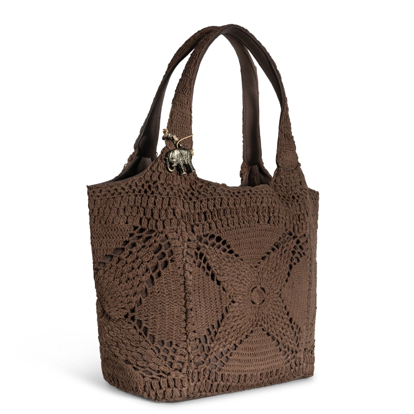 Tote Bag gehäkelt Handarbeit braun - ANOKHI